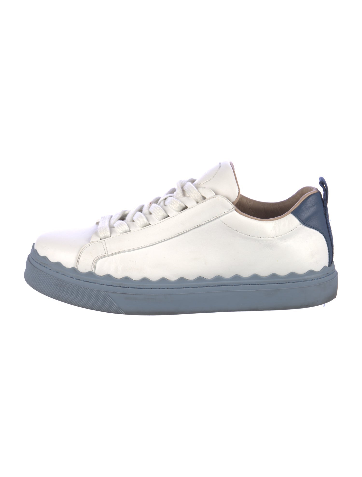 Chloé Leather Scalloped Accent Sneakers